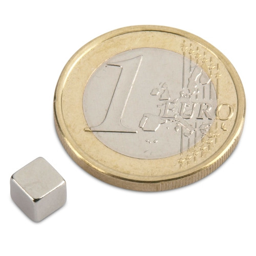 Cubemagnet 5.0 x 5.0 x 5.0 mm N42 nickel - holds 1.5 kg