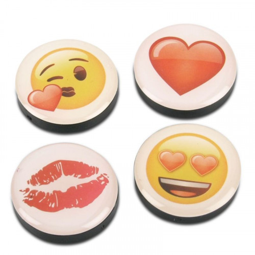 Deco magnets EMOJI LOVE in a set of 4, Ø 25 mm with neodymium