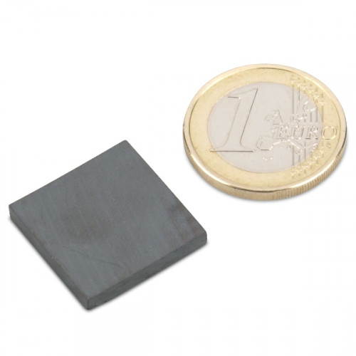 Blockmagnet 20,0 x 20,0 x 3,0 mm Y35 ferrite - holds 450 g