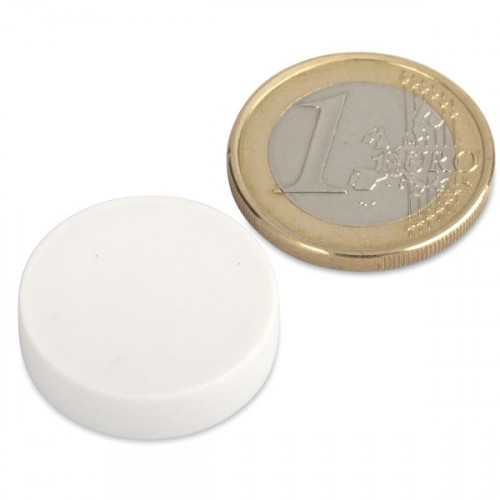 Neodymium magnet Ø 22.0 x 6.0 mm with plastic coating - white - 4.1 kg