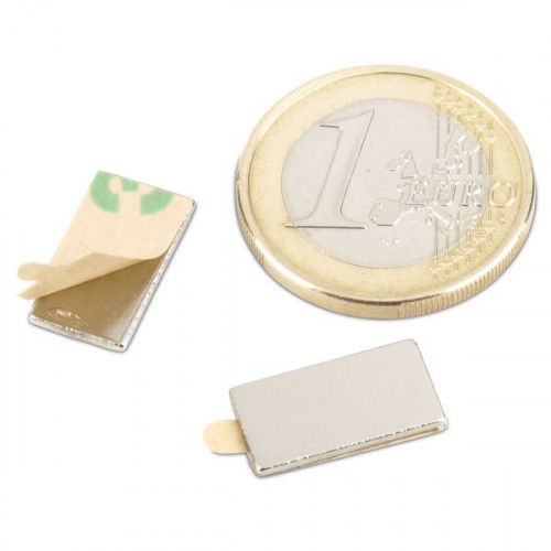 Blockmagnet 15.0 x 8.0 x 1.0 mm N35 nickel - self-adhesive