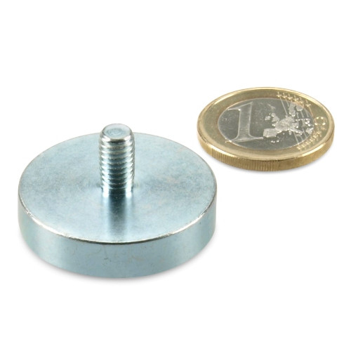Neodymium pot magnet Ø 32.0 x 7.0 mm, thread M6x10, holds 22 kg