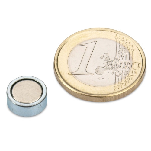 Neodymium pot magnet Ø 10.0 x 4.5 mm, zinc - holds 2.5 kg