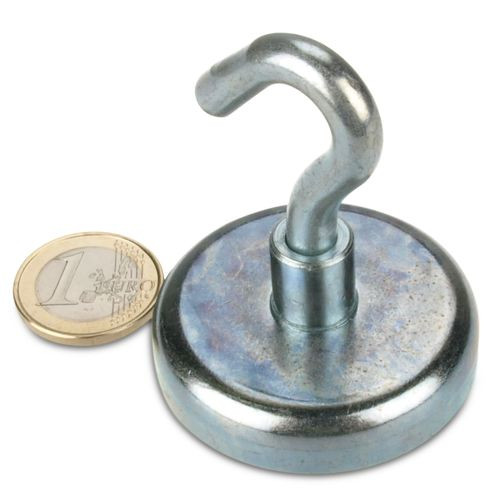 Hook magnet Ø 48 mm NEODYMIUM - zinc - holds 81 kg