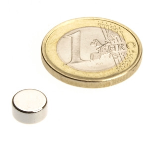 Discmagnet Ø 8.0 x 4.0 mm N45 nickel - holds 2 kg