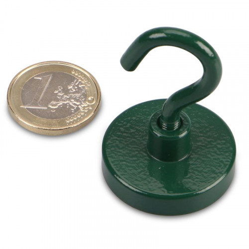 Hook magnet GREEN Ø 32 mm NEODYMIUM - holds 28 kg