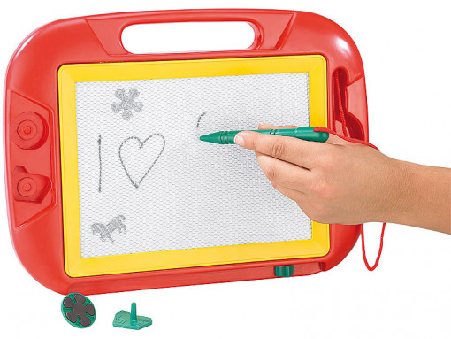 Magnetic drawing board with magnetic pen and 2 stamps - for children