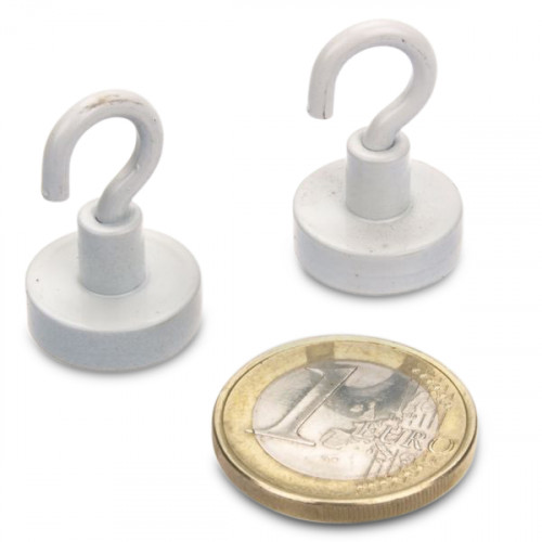 Hook magnet Ø 16 mm FERRITE - white - holds 1.8 kg