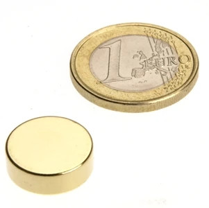 Discmagnet Ø 15.0 x 5.0 mm N40 Gold - holds 4.8 kg