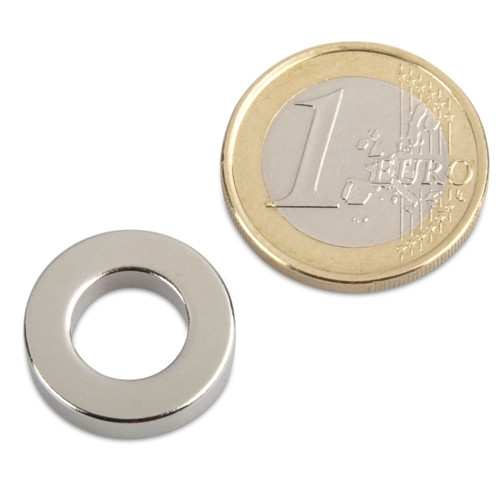 Ringmagnet Ø 18.0 x 10.0 x 4.0 mm N40 nickel - holds 4.4 kg