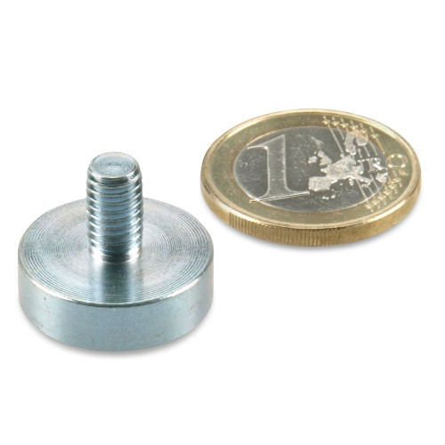 Neodymium pot magnet Ø 20.0 x 6.0 mm, thread M6x10, holds 9 kg