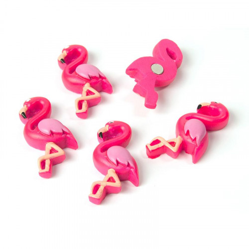 Deco magnets FLAMINGO - Set with 5 pink magnetic birds