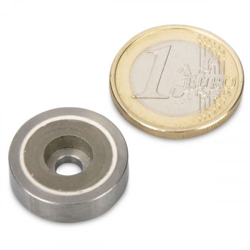 SmCo pot magnet Ø 20.0 x 6.0 mm, bore, stainless steel, 6 kg