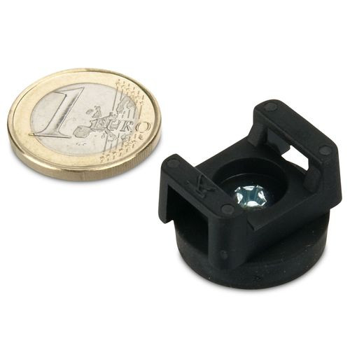 Magnet system Ø 22 mm rubberized for cable mounting - holds 3.8 kg