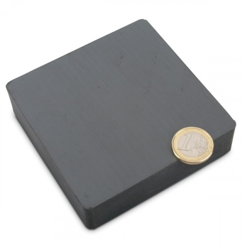Blockmagnet 100.0 x 100.0 x 25.0 mm Y30 ferrite - holds 17.6 kg