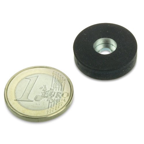 Magnet system Ø 22 mm rubberized with hole - holds 3.8 kg
