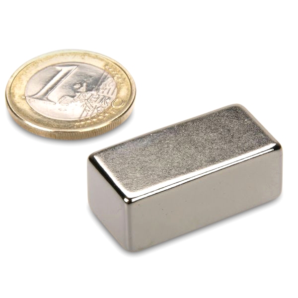 Quadermagnet 30,0 x 15,0 x 12,0 mm N45SH Nickel hält 18 kg Neodym Supermagnet Powermagnet Haftmagnet Rechteckmagnet 