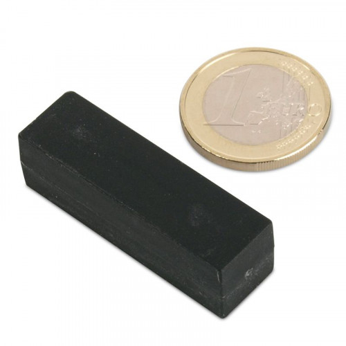 Neodymium magnet 40.0 x 12.0 x 12.0 mm with plastic coating - black - 11 kg