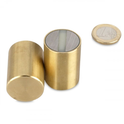 SmCo Deep pot magnet Ø 25 x 35 mm, brass, tolerance h6 - 40.8 kg