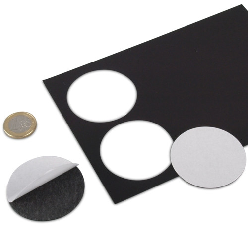 Magnetic plates, self-adhesive, round