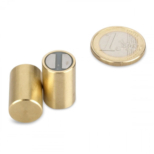 SmCo Deep pot magnet Ø 13 x 20 mm, brass, tolerance h6 - 6.1 kg