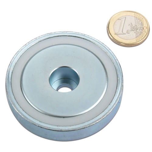 Neodymium pot magnet Ø 60.0 x 15.0 mm with cylinder bore holds 95 kg