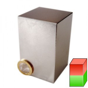 Blockmagnet 50.0 x 50.0 x 80.0 mm N40 nickel - holds 280 kg