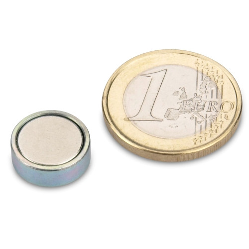 Neodymium pot magnet Ø 13.0 x 4.5 mm, zinc - holds 6 kg