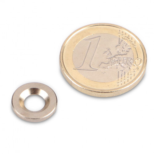 Metal disc Ø 12 mm with hole and countersink nickel