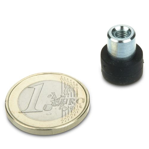 Magnet system Ø 12 mm rubberized with socket M4 - holds 1.3 kg