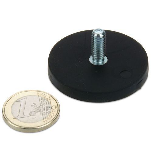 Magnet system Ø 43 mm rubberized with thread M6x15 - holds 10 kg