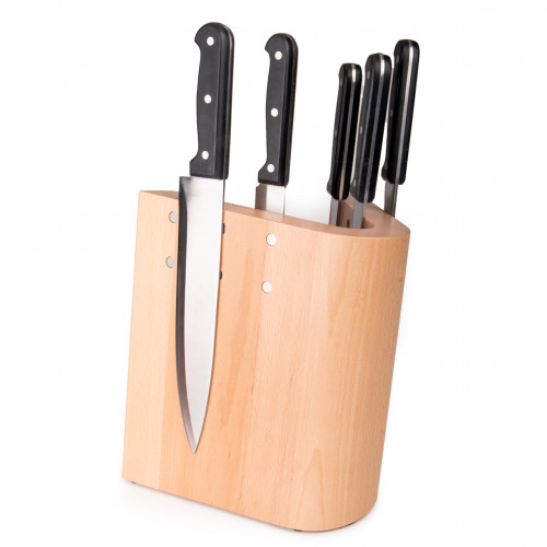 Magnetic knife block made of beech wood "curve" for max. 10 chef's knives