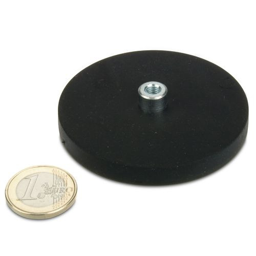 Magnet system Ø 66 mm rubberized with socket M5 - holds 25 kg