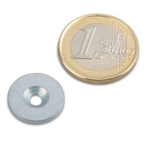 Metal disc Ø 16 mm with hole and countersink nickel