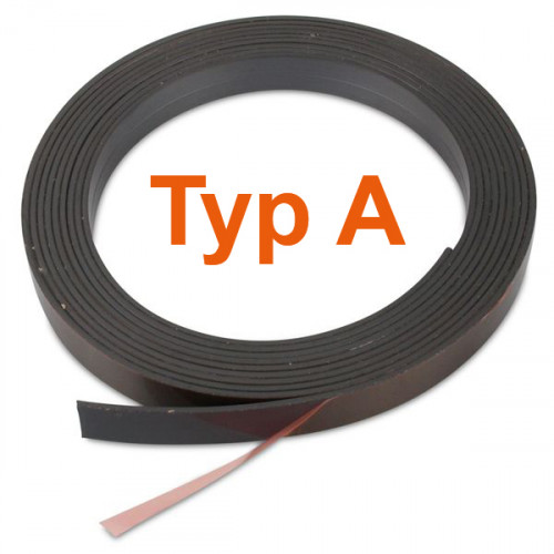 Magnetic tape self-adhesive on one side - 12.7 x 1.5 mm type A premium adhesive