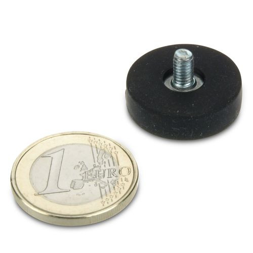 Magnet system Ø 22 mm rubberized with thread M4x6 - holds 5.8 kg