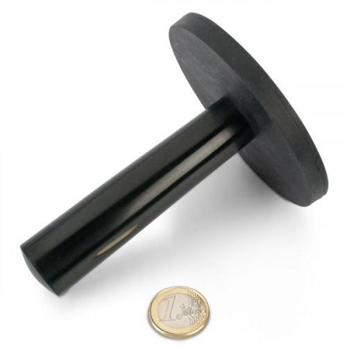 Magnet system Ø 88 mm rubberized with handle - holds 42 kg
