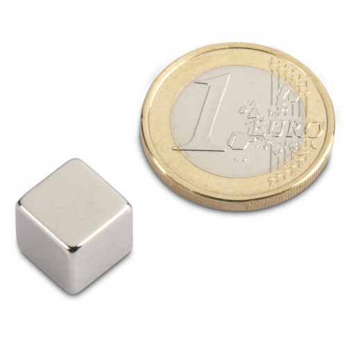 Cubemagnet 10.0 x 10.0 x 10.0 mm N42 nickel - holds 7 kg