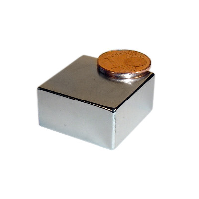 Blockmagnet 25.0 x 25.0 x 13.0 mm N40 nickel - holds 23.5 kg