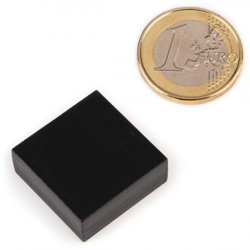 Blockmagnet neodymium 25.4 x 25.4 x 9.5 mm plastic coating - black