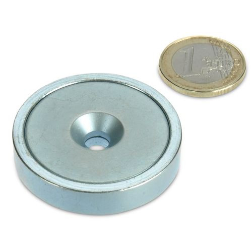 Neodymium pot magnet Ø 42.0 x 9.0 mm with counterbore holds 55 kg