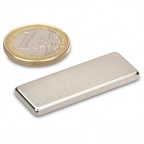 Blockmagnet 40.0 x 15.0 x 3.0 mm N40 nickel - holds 5.5 kg