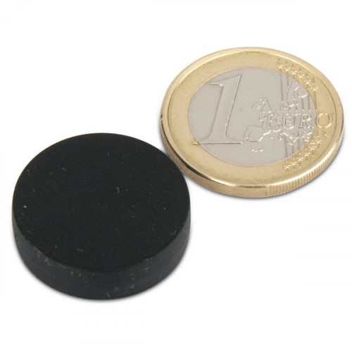 Neodymium magnet Ø 22.0 x 6.0 mm with plastic coating - black - 4.1 kg