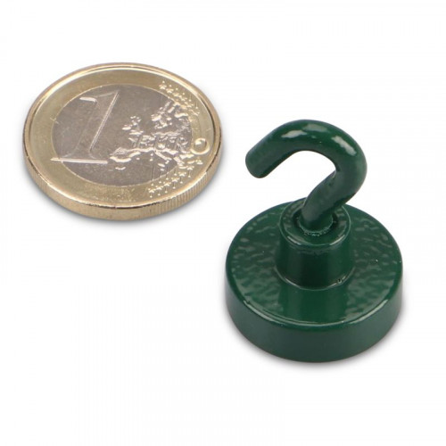 Hook magnet GREEN Ø 20 mm NEODYMIUM - holds 13 kg
