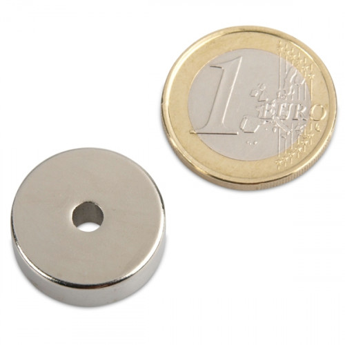 Ringmagnet Ø 20.0 x 4.0 x 7.0 mm N35 nickel - holds 7.8 kg