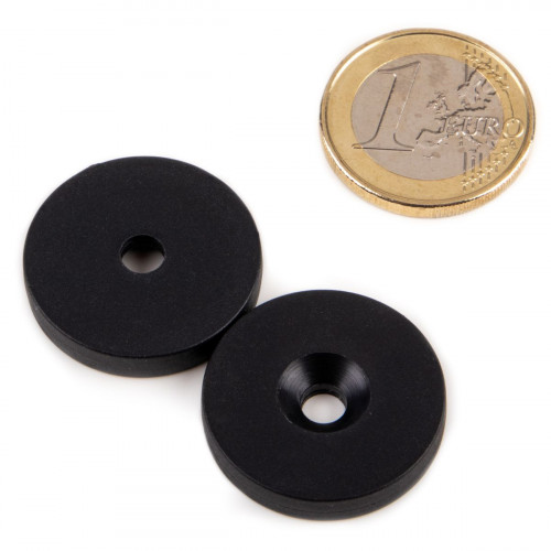 Ringmagnet countersink Ø 25.0 x 4.5 x 4.4 mm plastic coating - black