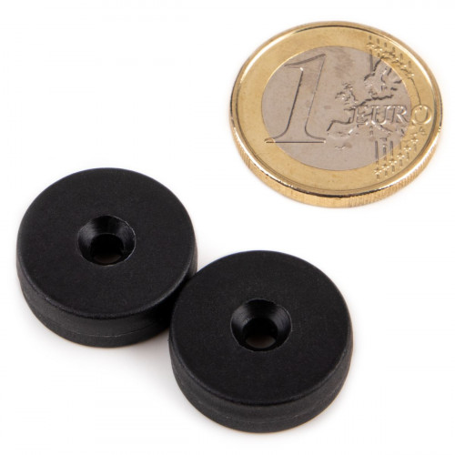 Ringmagnet countersink Ø 19.0 x 3.4 x 6.4 mm plastic coating - black