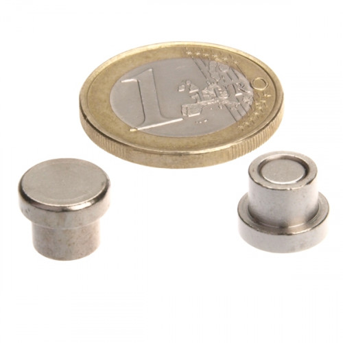 Smallest memo magnet made of steel Ø 10 x 8 mm - holds 500 gr