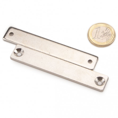 Metal plate 80 x 14 x 3 mm with counterbored holes, nickel