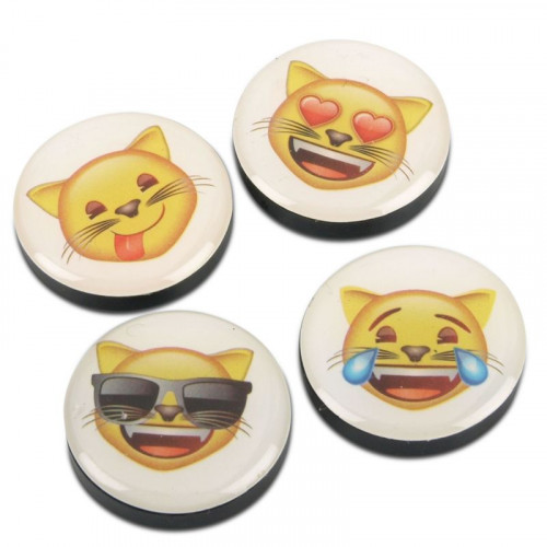 Deco magnets EMOJI CATS in a set of 4, Ø 25 mm with neodymium
